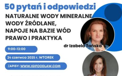Szkolenie online: naturalne wody mineralne, wody źródlane, napoje na bazie wód – 50 pytań i odpowiedzi